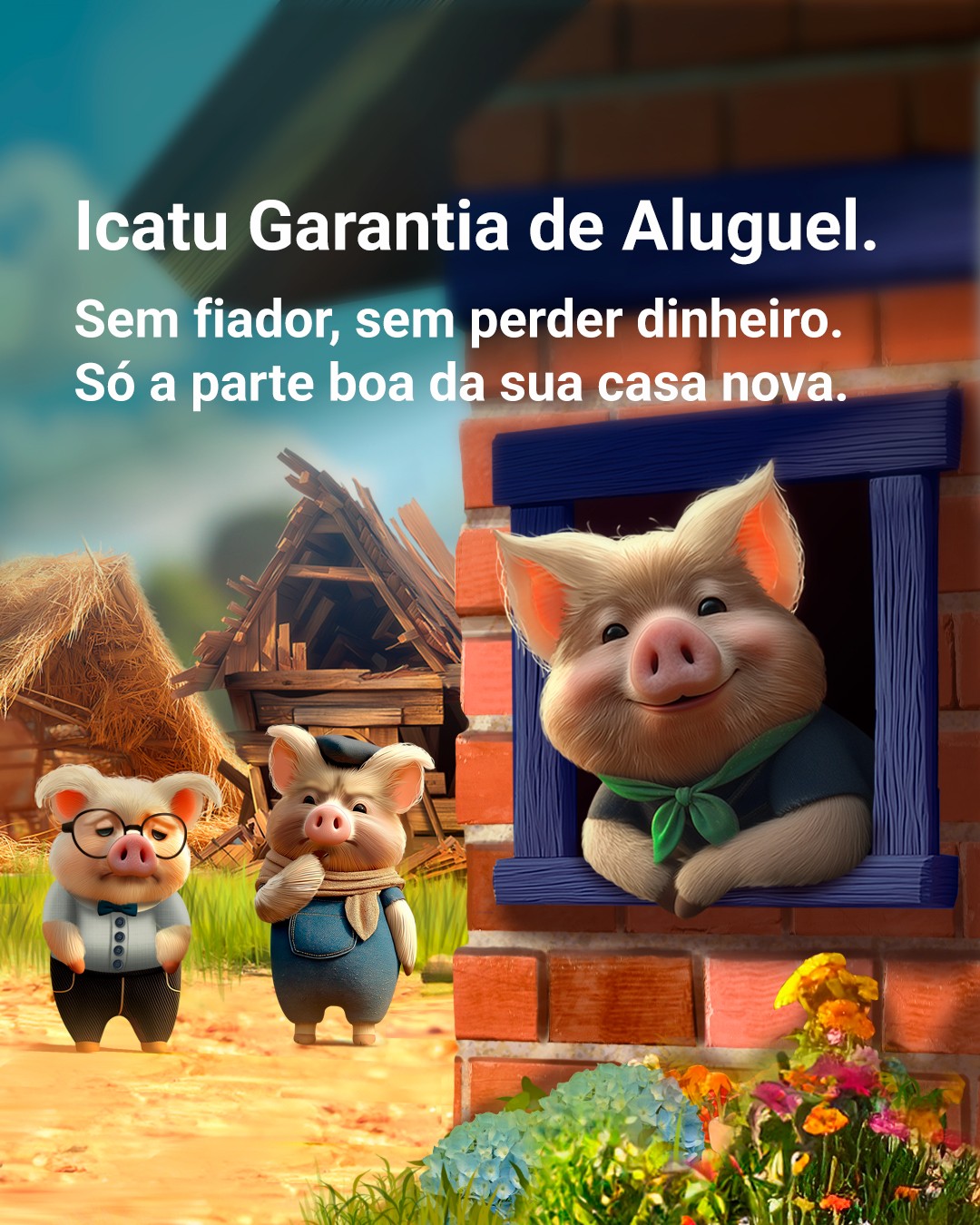 icatu-impulsiona-expansao-de-garantia-de-aluguel-em-comunicacao-ludica-inspirada-em-os-tres-porquinhos